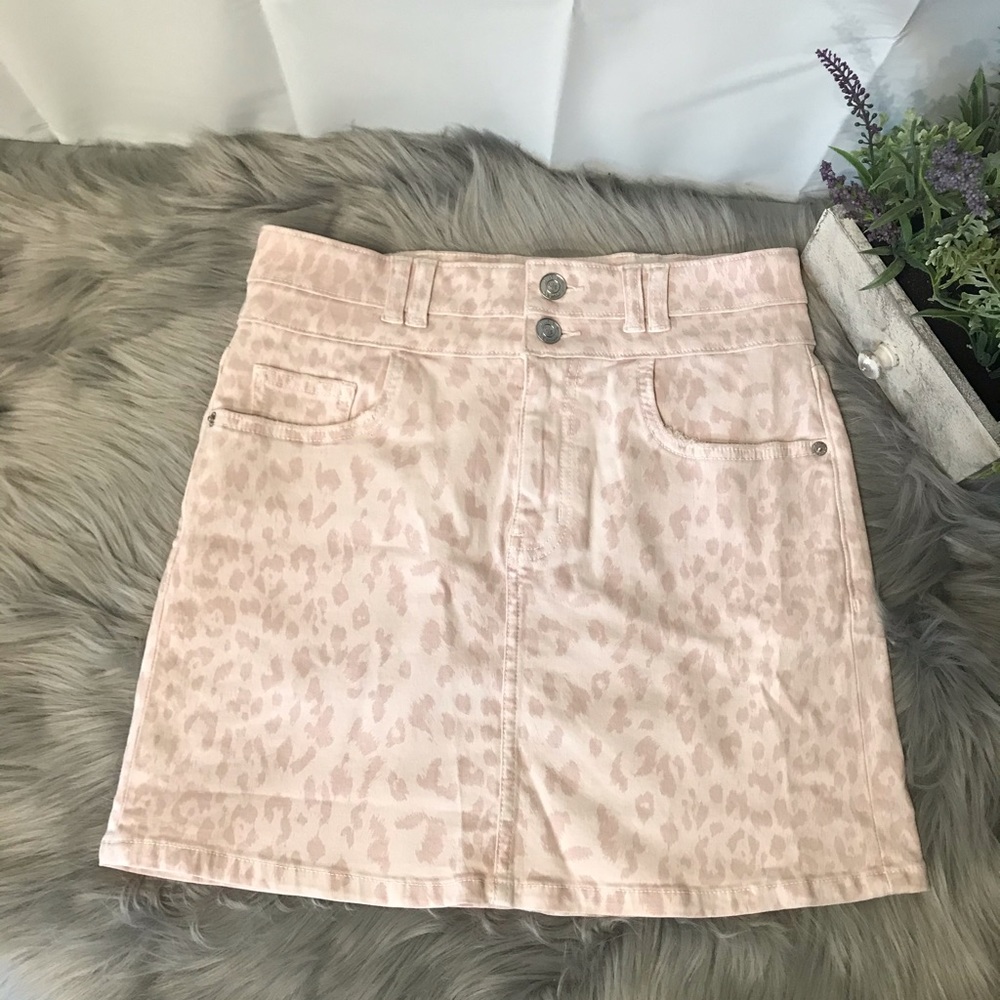 🆕 NWT CURRENT ELLIOTT FLUTE LEOPARD DENIM SKIRT